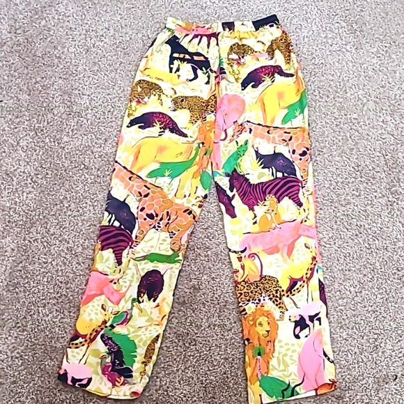 J. Crew Ratti animal jungle safari print colorful wide leg satin pants - Picture 3 of 4